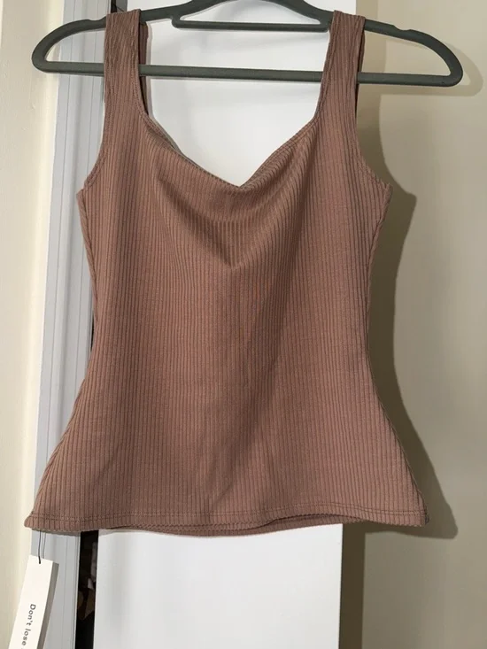 Reformation Ribbed Square-Neck Ossie Knit Tank in Clay Brown - NWT - Picture 2 of 4
